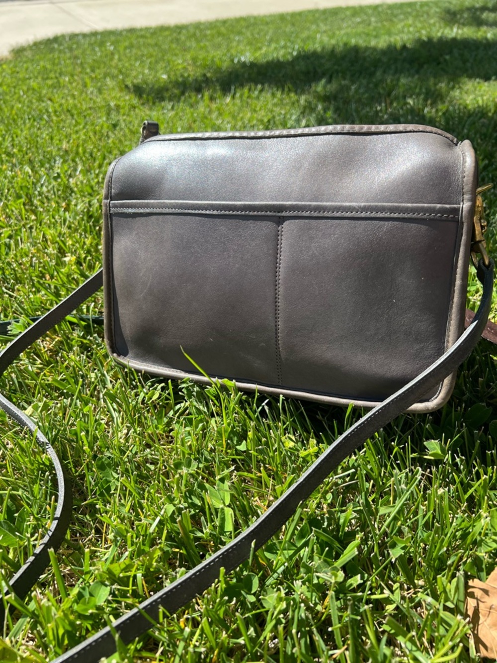 Vintage coach flannel grey Leather Crossbody Bag - Classic Minimalist